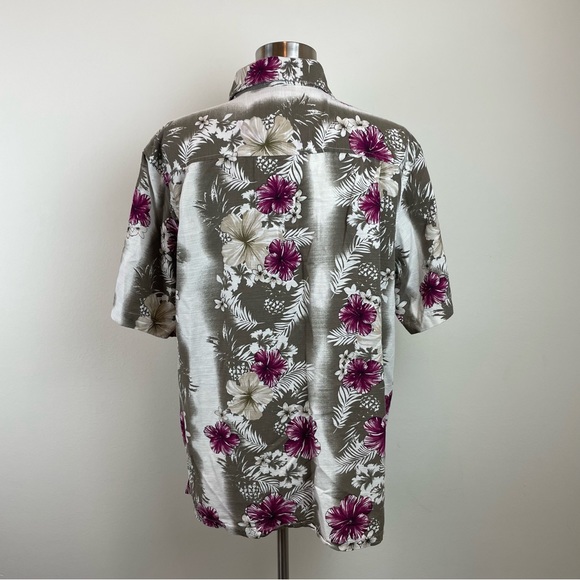 Island Republic Cream Brown Tropical Hawaiian Shirt Men Button Down Medium - Picture 6 of 6